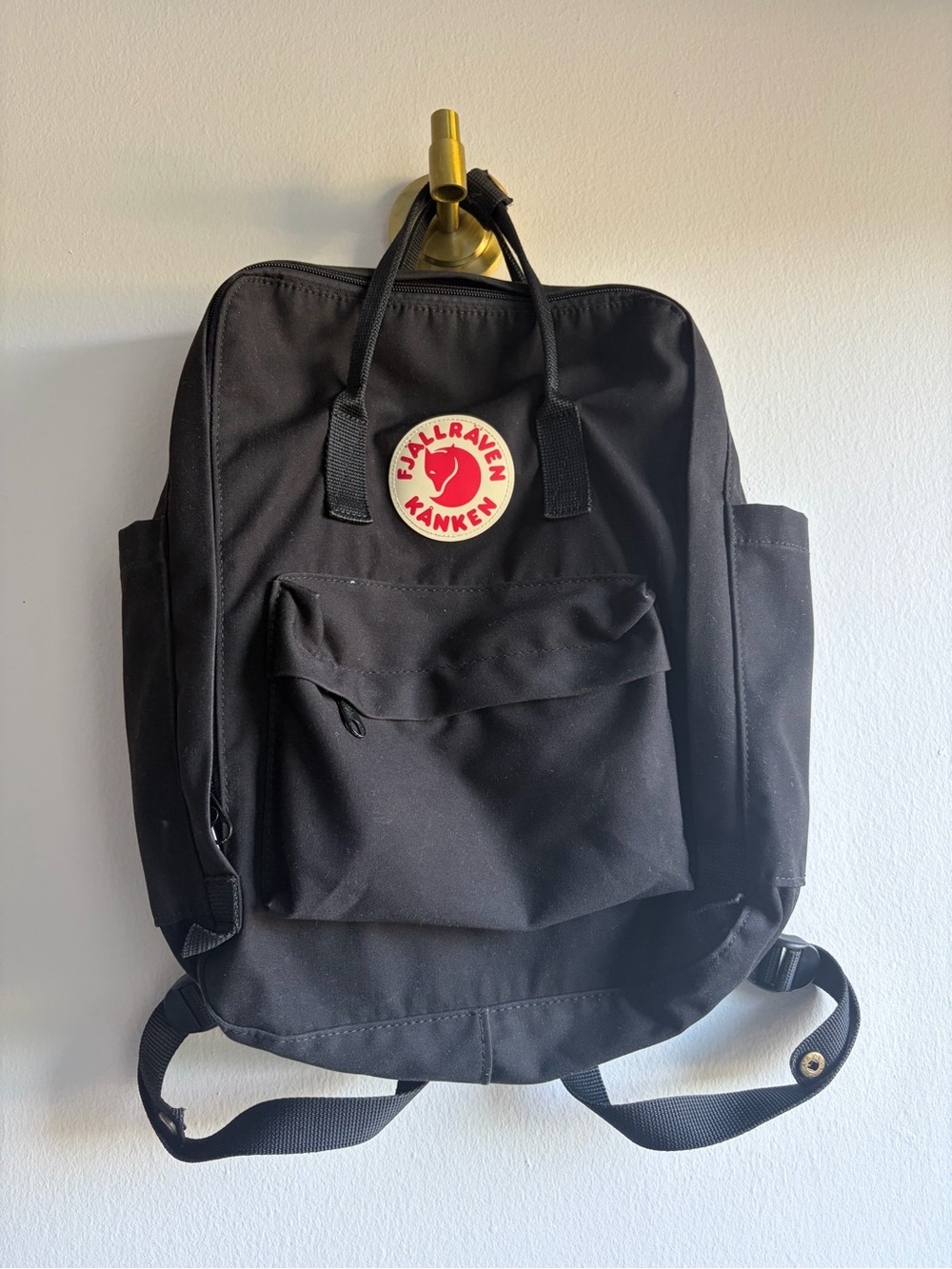 Fjallraven Kanken Backpack in Black with Red Logo